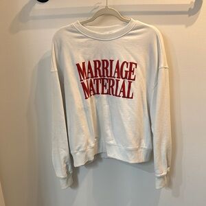 White Crew Neck Sweater with Red Print